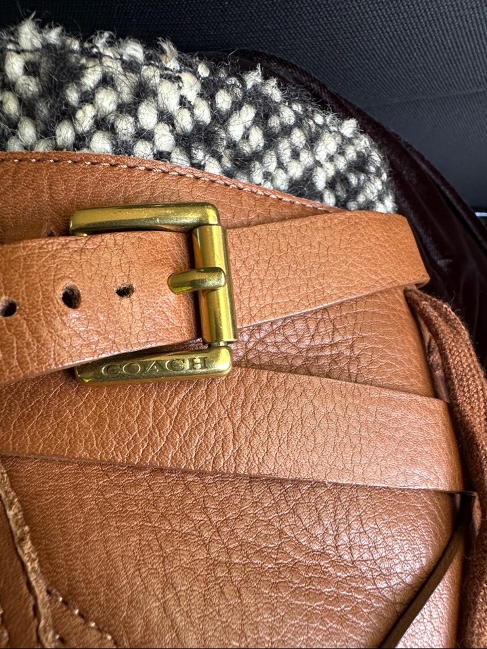 Coach Women’s Tan Leather Lace-Up High-Heel Ankle Boots with Buckle - Picture 8 of 8